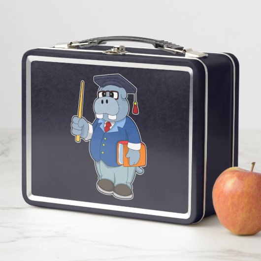 Lunch Box Hippo comme professeur avec livre (En situation)