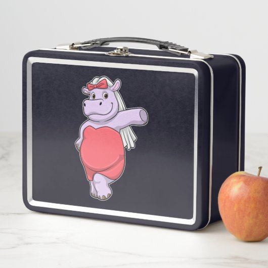 Lunch Box Hippo en mariée avec Voile & Bow (En situation)