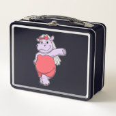 Lunch Box Hippo en mariée avec Voile & Bow (Devant)