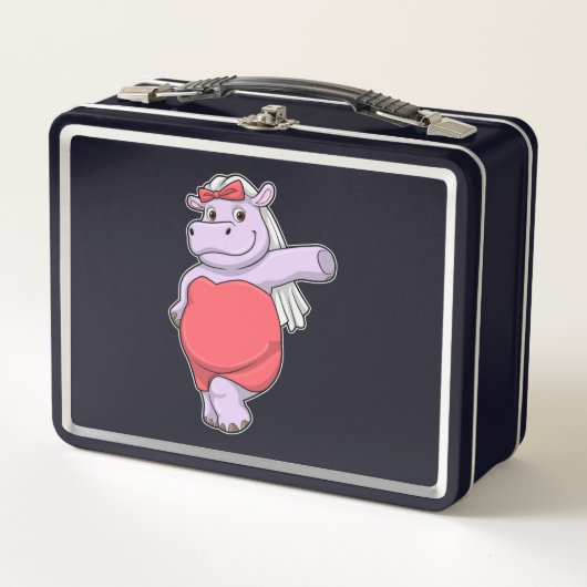 Lunch Box Hippo en mariée avec Voile & Bow (Devant)