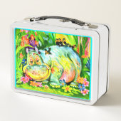 Lunch Box hippopotame et oiseaux aux couleurs vives (Dos)