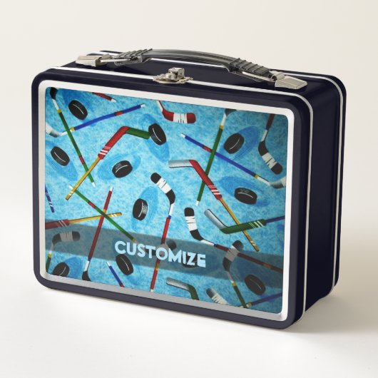 Lunch Box Hockey sur glace bleu personnalisé (Devant)