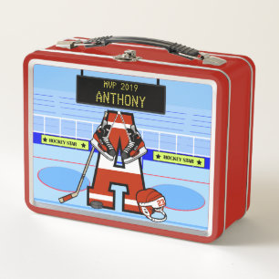 Lunch Box Hockey sur glace initial personnalisé