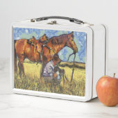Lunch Box Homme, cheval et chien (En situation)