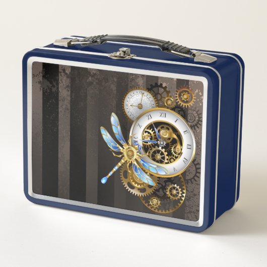 Lunch Box Horloge à vapeur avec libellule mécanique (Devant)