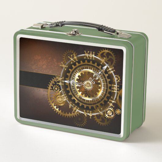 Lunch Box Horloge Steampunk avec des engrenages anciens (Devant)