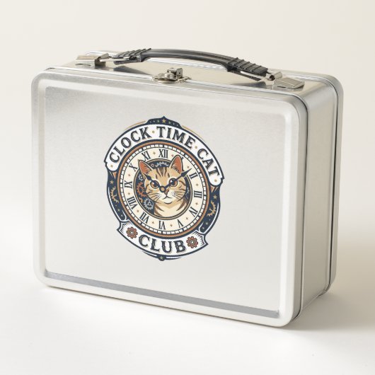 Lunch Box Horloge Temps Chat Chat Graphique Tee Art - Horlog (Devant)