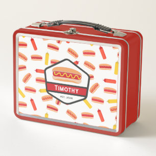 Lunch Box Hot Dog Fast Food Motif Retro Monogramme