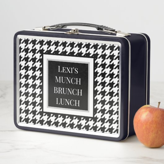 Lunch Box Houndstooth noir blanc (En situation)