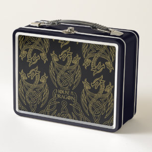 Lunch Box HOUSE of the Dragon   Gold Filigree Dragon Pattern