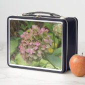 Lunch Box Hydrangea d'automne en fleurs avec feuilles d'host (En situation)
