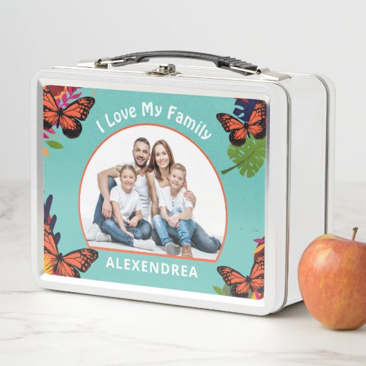Lunch Box I Love My Family Butterflies Nature Personnaliser (En situation)