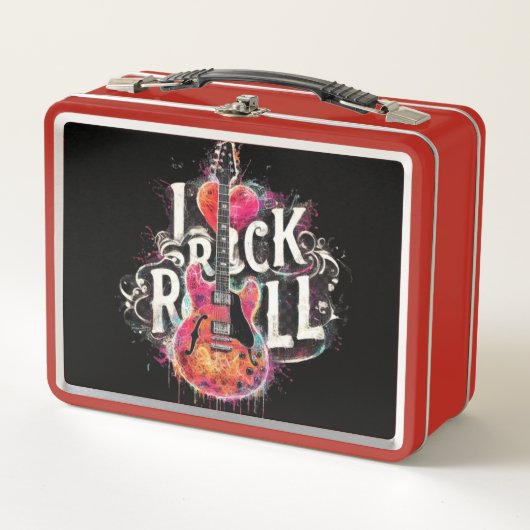 Lunch Box I Love Rock N Roll Guitare Électrique Peinture (Devant)