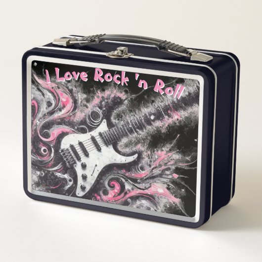 Lunch Box I Love Rock N Roll Guitare Électrique Peinture (Devant)