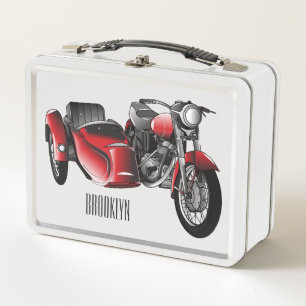 Lunch Box Illustration de bande dessinée de moto avec side-c