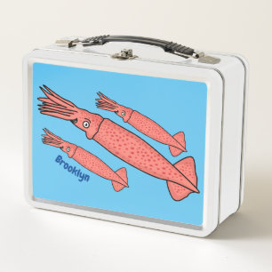 Lunch Box Illustration de cartoon de calmar rose heureux