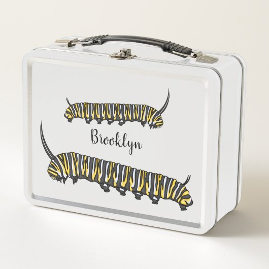 Lunch Box illustration de dessin animé de chenille monarque (Devant)
