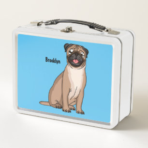 Lunch Box Illustration de dessin animé de chien pug heureux