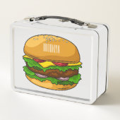 Lunch Box Illustration de dessin animé de hamburger (Dos)