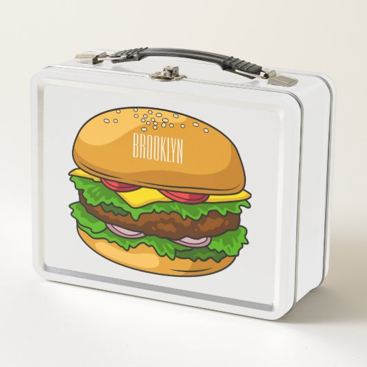 Lunch Box Illustration de dessin animé de hamburger (Devant)