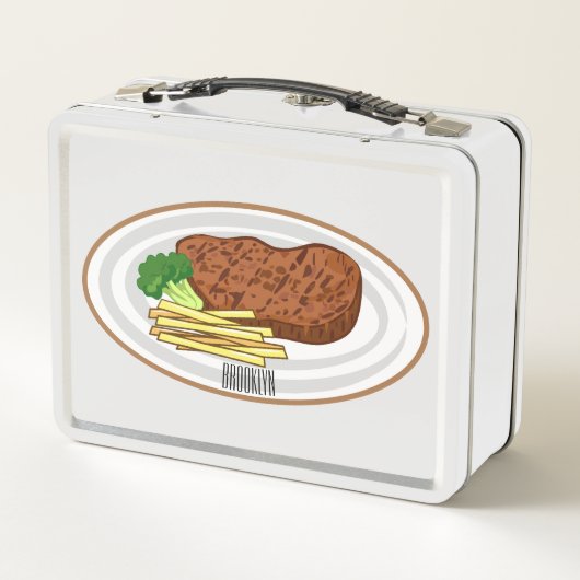 Lunch Box illustration de dessin animé de steak (Dos)