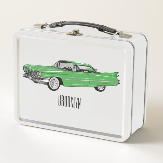 Lunch Box Illustration de dessin de voiture classique 1959 (Devant)