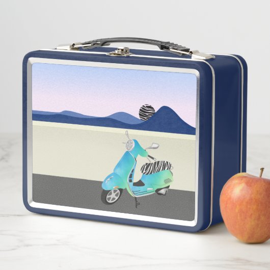 Lunch Box Illustration de la lune de scooter Zebra Print (En situation)