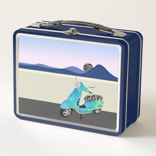 Lunch Box Illustration de la lune de scooter Zebra Print (Devant)