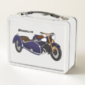 Lunch Box Illustration de moto violette avec side-car (Dos)