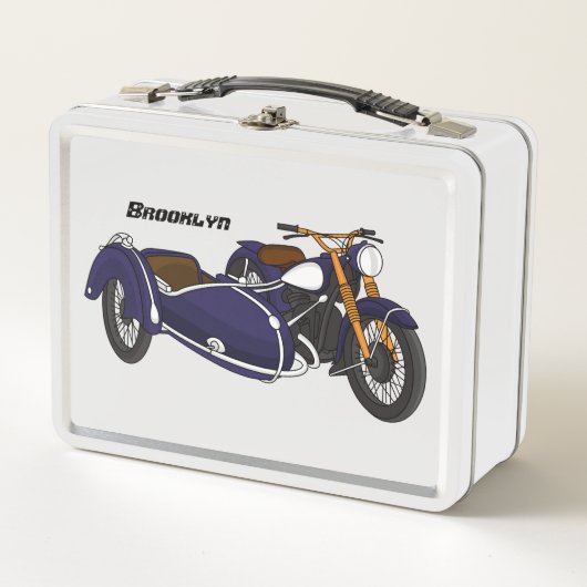 Lunch Box Illustration de moto violette avec side-car (Devant)