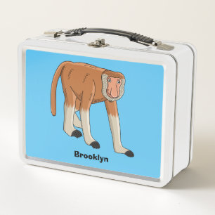 Lunch Box Illustration de singe nasique drôle en style dessi