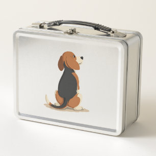 Lunch Box Illustration de vue arrière de chien Beagle vintag