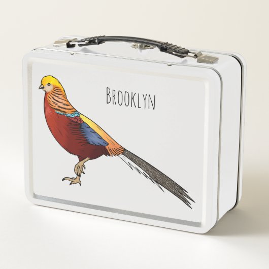 Lunch Box Illustration d'oiseau de faisan doré (Dos)