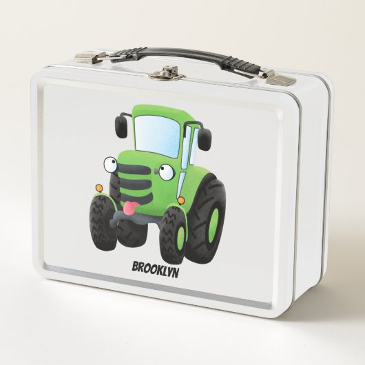 Lunch Box Illustration du joli joyeux tracteur agricole vert (Devant)