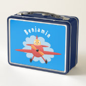 Lunch Box Illustration d'un avion rouge volant mignon (Dos)