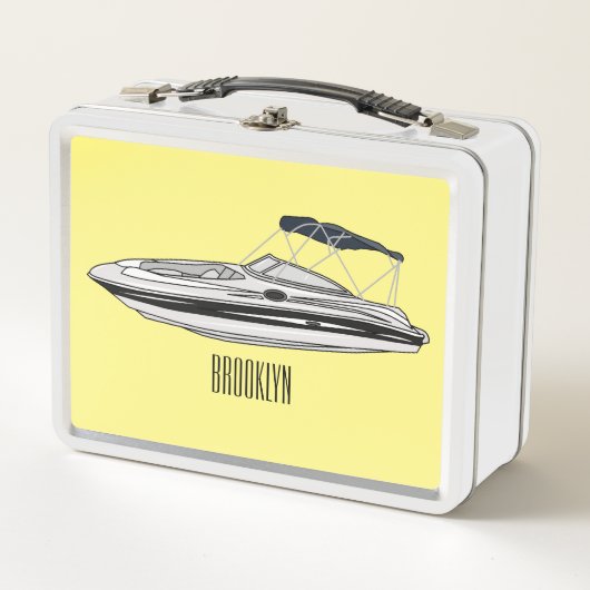 Lunch Box Illustration d'un bateau à moteur (Devant)