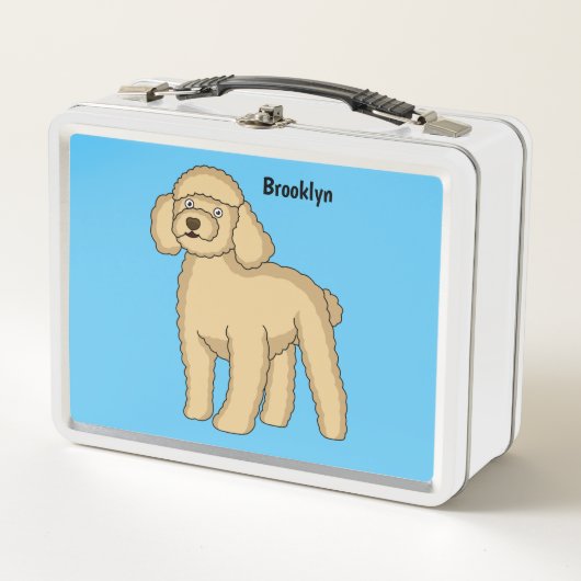Lunch Box Illustration d'un caniche brun joyeux (Devant)