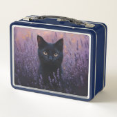 Lunch Box Illustration d'un chat noir dans un champ de lavan (Dos)
