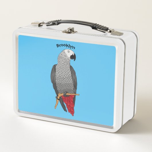Lunch Box Illustration d'un perroquet gris en Afrique (Devant)