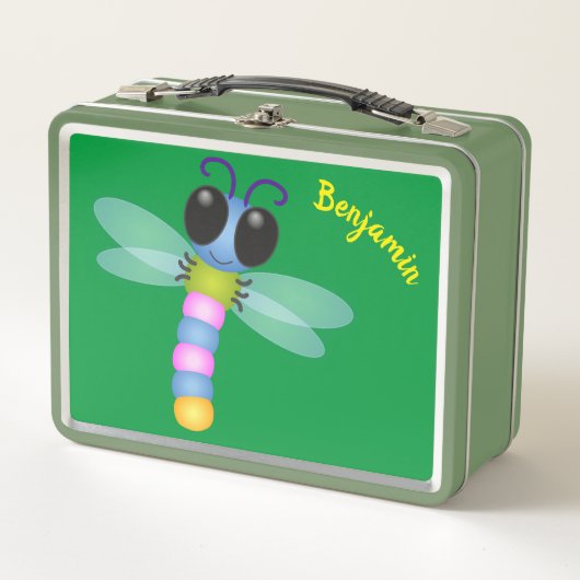 Lunch Box Illustration d'une libellule bleu et rose (Devant)