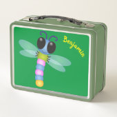 Lunch Box Illustration d'une libellule bleu et rose (Dos)