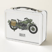 Lunch Box Illustration d'une moto de croiseur militaire (Dos)