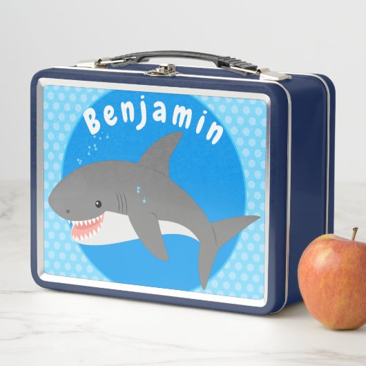 Lunch Box Illustration joyeuse du grand requin blanc (En situation)