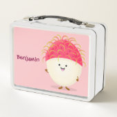 Lunch Box Illustration mignon du ramboutan rose (Dos)