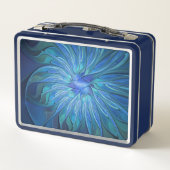 Lunch Box Imaginaire Fleur Bleue Motif, Art Fractal Abstrait (Dos)