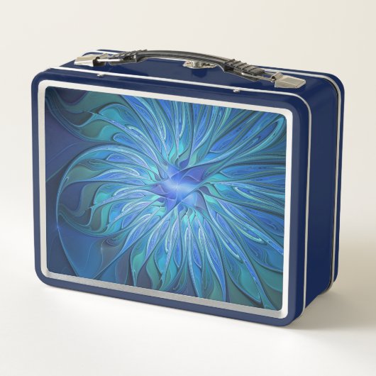 Lunch Box Imaginaire Fleur Bleue Motif, Art Fractal Abstrait (Dos)