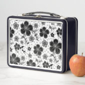 Lunch Box Impression florale noir et blanc (En situation)