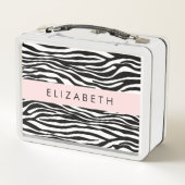 Lunch Box Impression Zèbre, Grilles, Noir Et Blanc, Votre No (Dos)