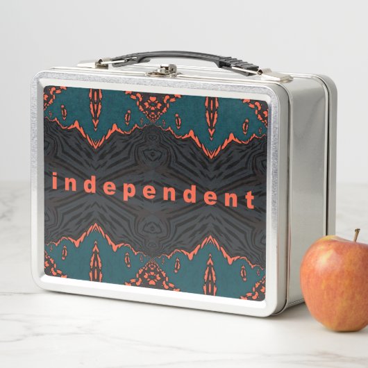 Lunch Box Indépendant en orange et vert (En situation)