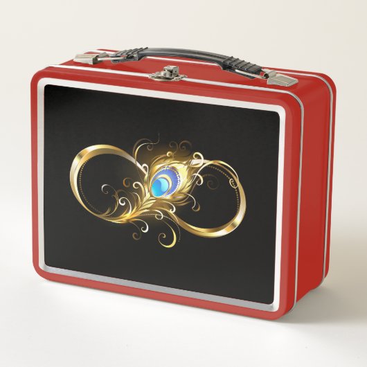 Lunch Box Infinité avec plume de paon doré (Devant)